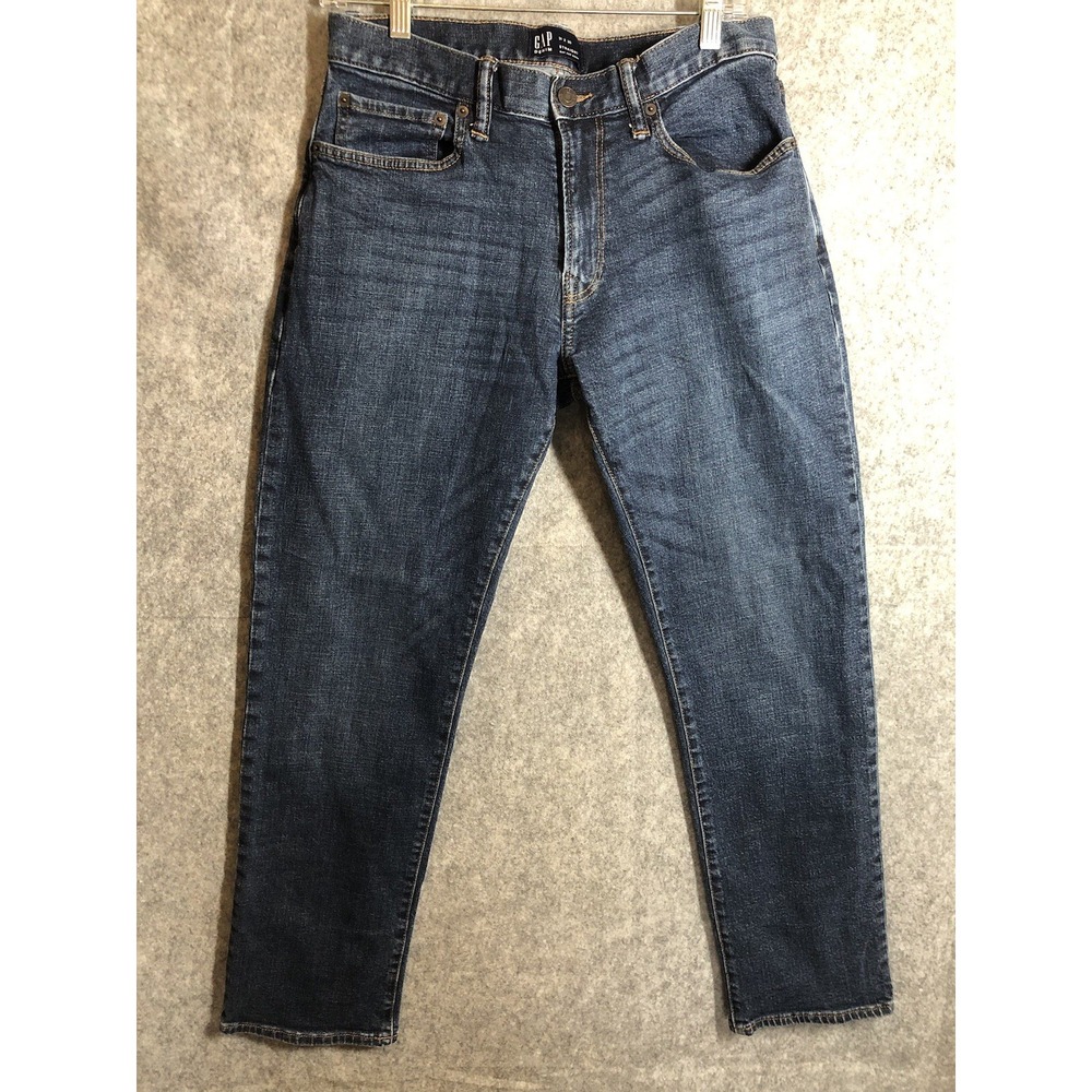 Gap Jeans Mens 31x30 Blue Dark Wash Denim Stretch Straight Casual Classic